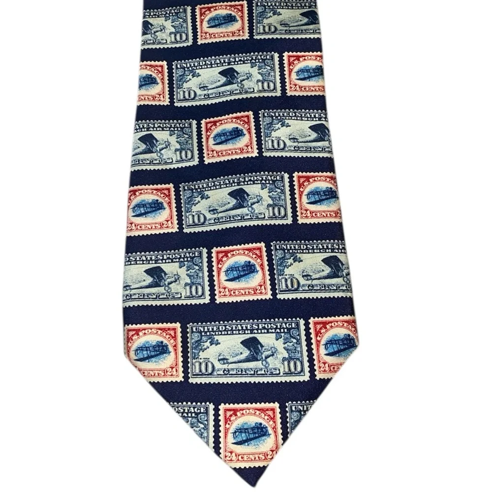 JOSH BACH Mens Postage Stamp Silk Tie
